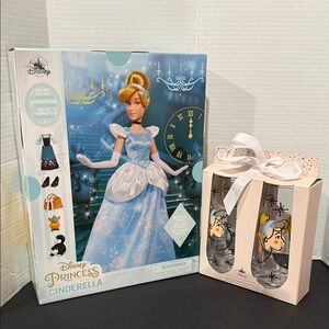 Disney Cinderella Doll with Blue Dress and Glass Set